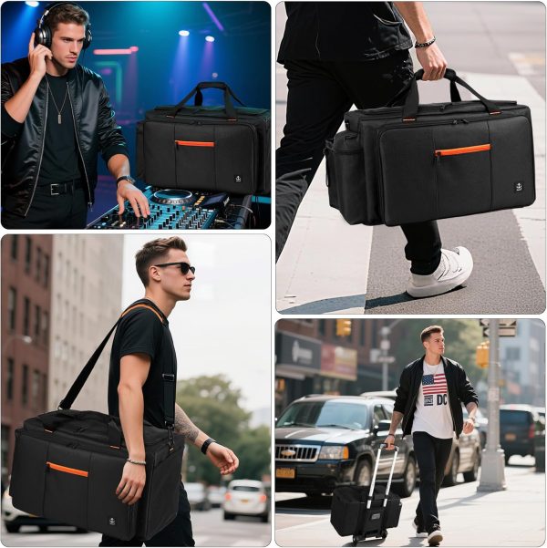 DJ Equipment Bag Orange Nylon Foldable Trolley-7