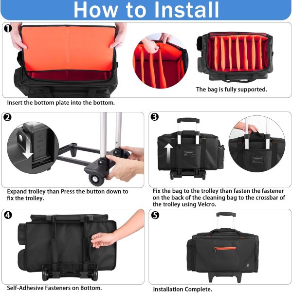 DJ Equipment Bag Orange Nylon Foldable Trolley-6
