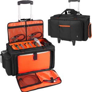 DJ Equipment Bag Orange Nylon Foldable Trolley-0