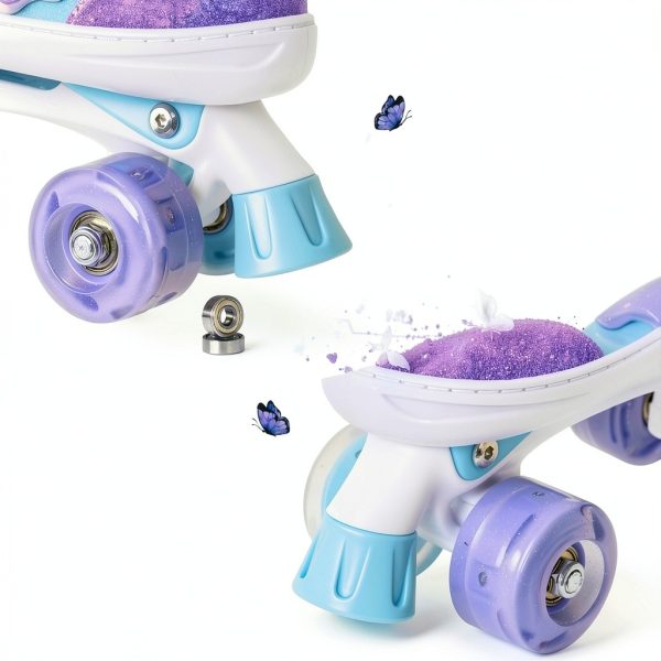 MammyGol Kids Roller Skates Model 2CC281 Butterfly Purple Large-3