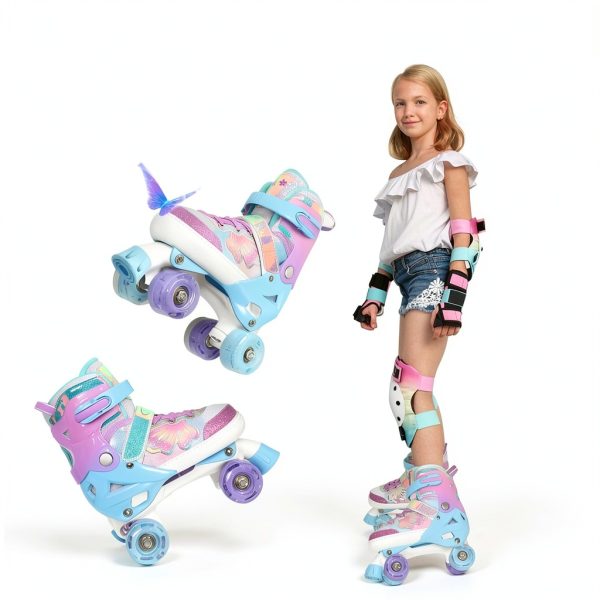 MammyGol Kids Roller Skates Model 2CC281 Butterfly Purple Large-4