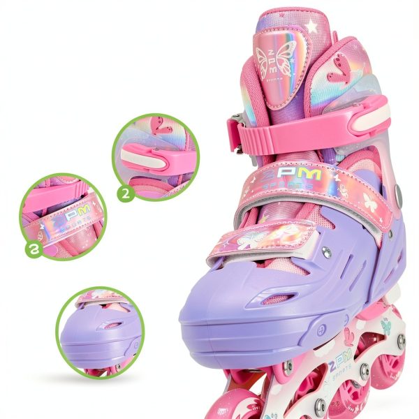 2PM SPORTS Kids Inline Skates 2PM-LH001 Purple Pink Medium Adjustable-2