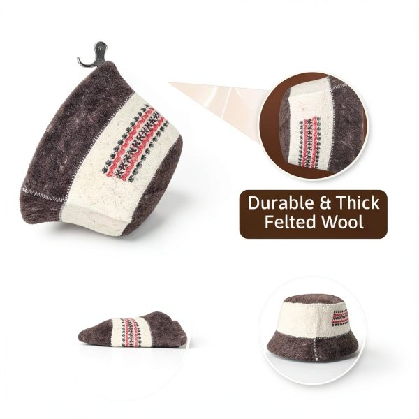 SHSH trade group Ukrainian Wool Sauna Hat Ornament Vyshyvanka Bucket Banya Sauna Hat for Women and Men to Protect Hair-2