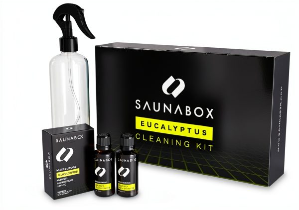 SAUNABOX All-Natural Sauna Cleaning Kit | Eco-Friendly Eucalyptus Multi-Surface Cleaner Concentrate – Chemical-Free & Biodegradable | Safe for Sauna Tents, Benches & Mats (2x1 FL.OZ./30mL)-0