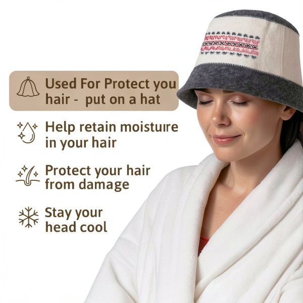 Ukrainian Wool Sauna Hat by SHSH – Embroidered Vyshyvanka, Unisex-4