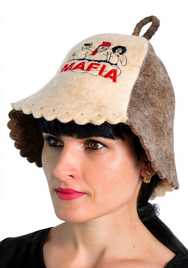 Wool Sauna Hat Mafia Luxury Banya Cap for Men Women Grey Large-1