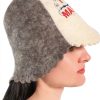 Wool Sauna Hat Mafia Luxury Banya Cap for Men Women Grey Large-8
