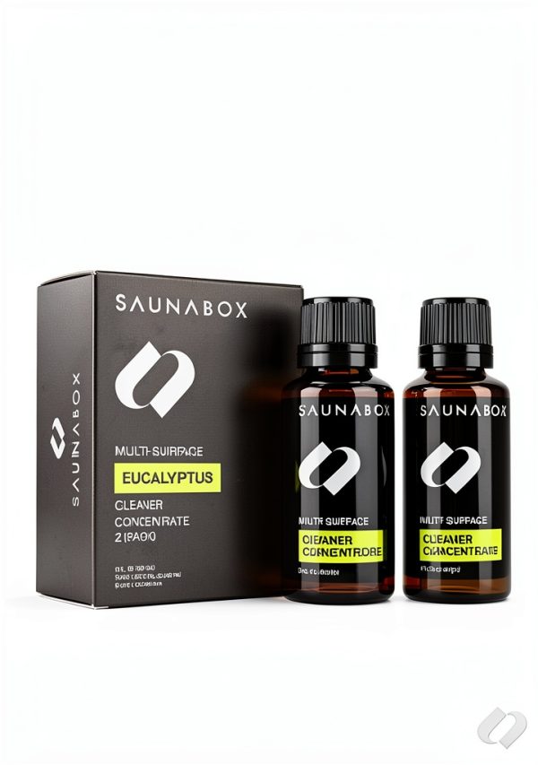 SAUNABOX All-Natural Sauna Cleaning Kit | Eco-Friendly Eucalyptus Multi-Surface Cleaner Concentrate – Chemical-Free & Biodegradable | Safe for Sauna Tents, Benches & Mats (2x1 FL.OZ./30mL)-1