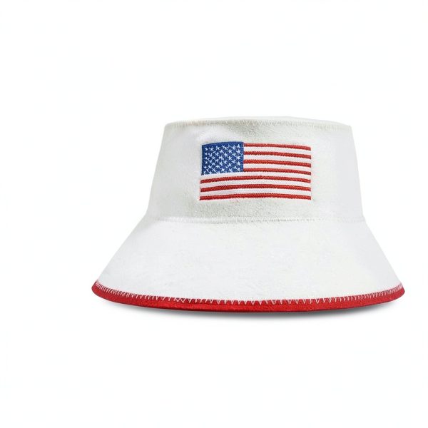 Sauna Hat Halsa Natural Wool Unisex Cap with USA Flag Eco Friendly-3