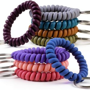 Oligei 9 Color Wrist Keychain Retractable Coil for Sauna Outdoor-0