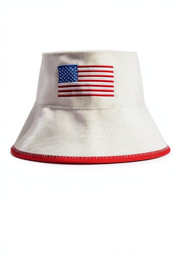 Sauna Hat Halsa Natural Wool Unisex Cap with USA Flag Eco Friendly-6