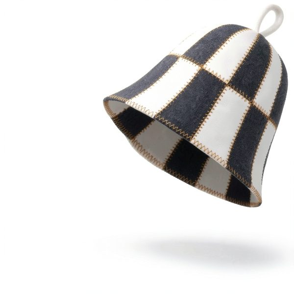 Wool Sauna Hat Checkered by ASKOLD Unisex Wool Banya Sauna Cap-1